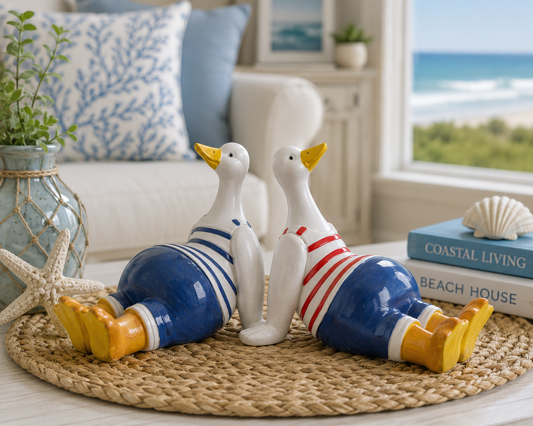 Lounging Coastal Sailor Duck Figurine Set