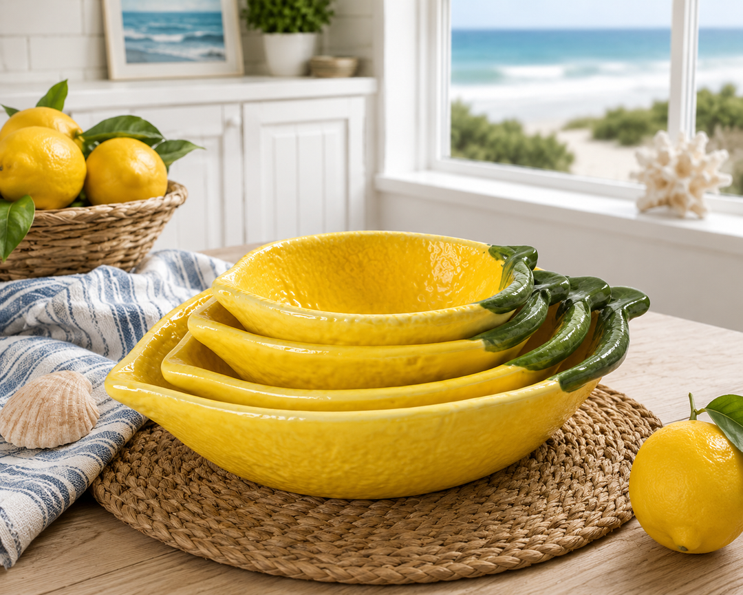 Handcrafted Lemon Ceramic Serving Bowl Set (Set of 4)