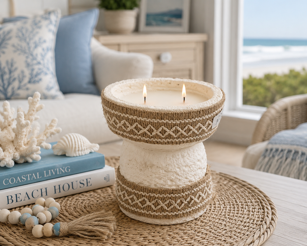 Coastal Concrete Double-Wick Candle Bowl