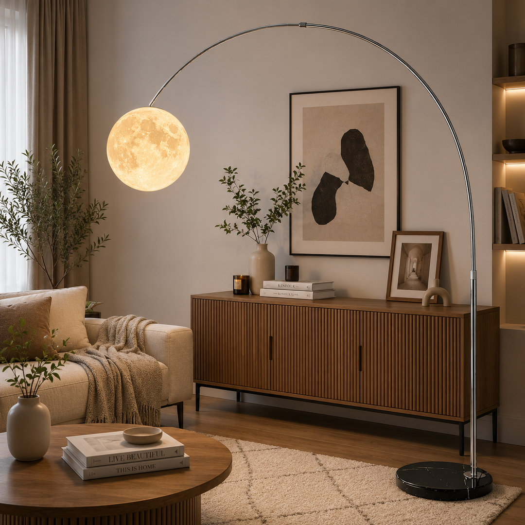 Modern Moon Globe Arc Floor Lamp
