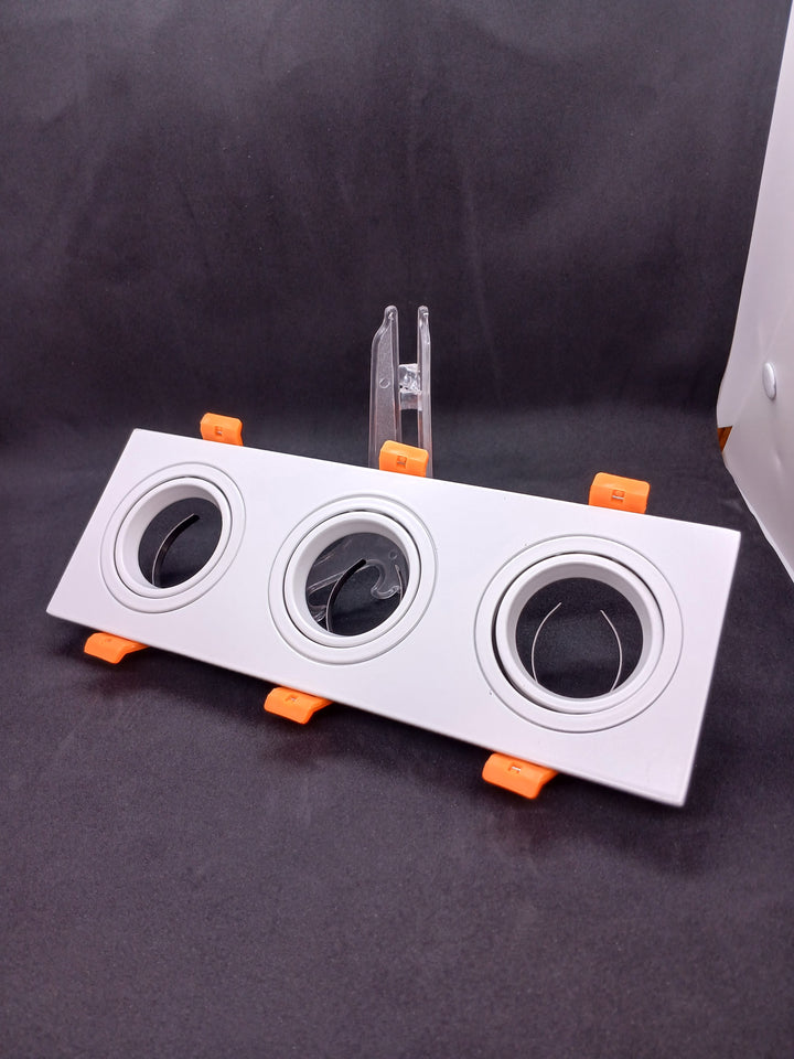 Triple Recessed Downlight Frame Set Aluminum