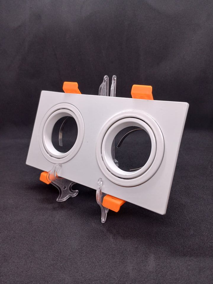 Double Recessed Downlight Frame Set Aluminum