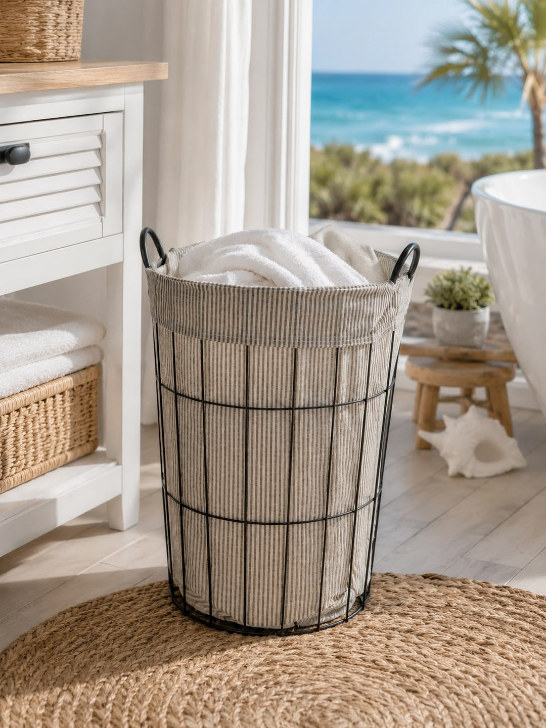 Modern Fabric Laundry Basket with Metal Frame
