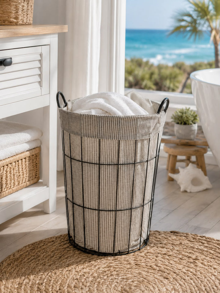 Modern Fabric Laundry Basket with Metal Frame