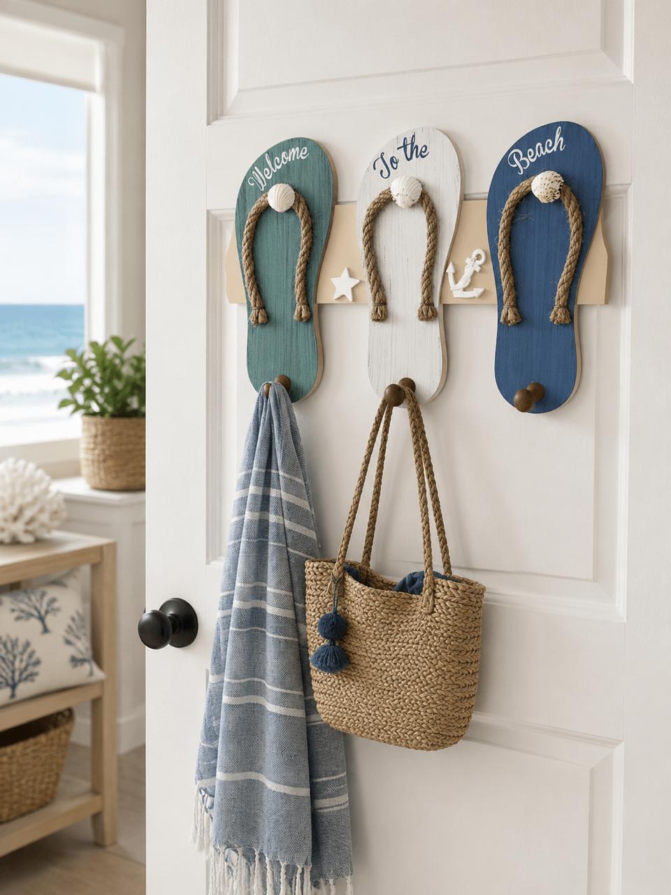 Coastal Flip Flop Wall Hook Rack