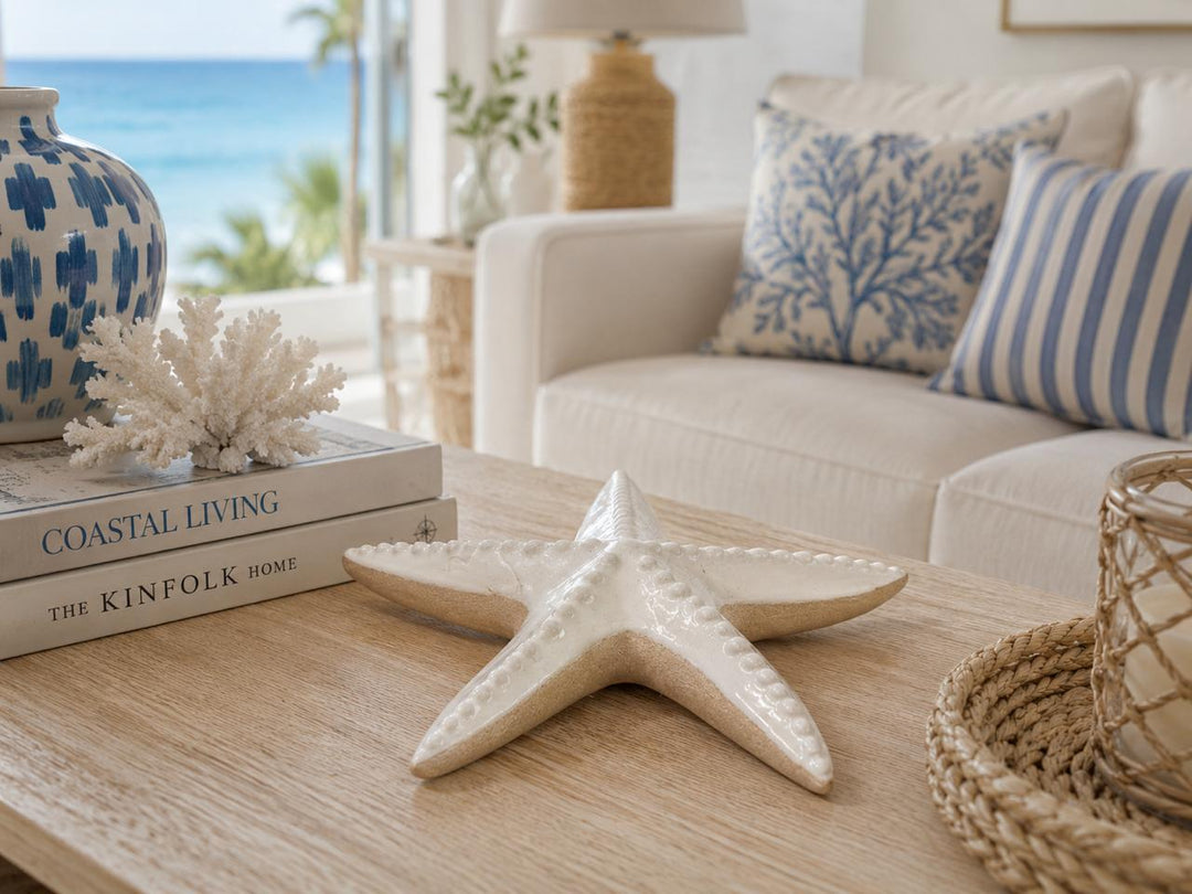 Coastal Ceramic Starfish Decorative Sculpture