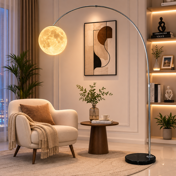 Modern Moon Globe Arc Floor Lamp