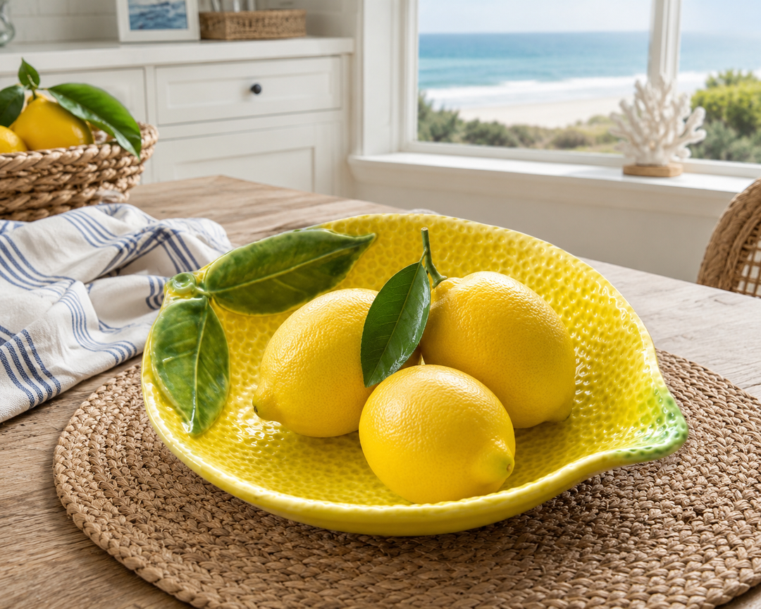 Handcrafted Lemon Ceramic Decorative Bowl