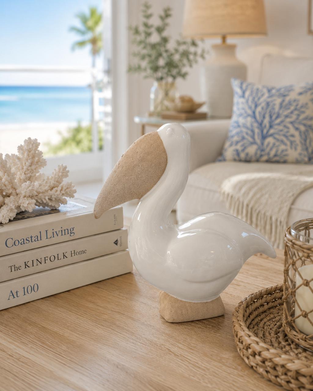 Coastal White Pelican Decorative Figurine