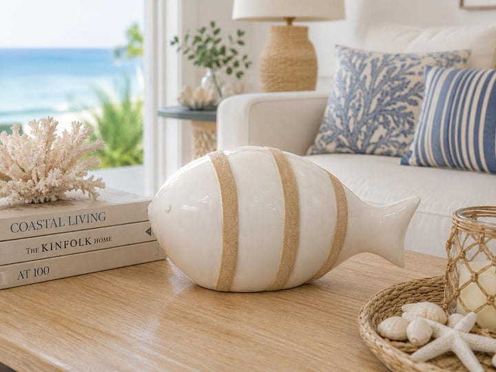 Coastal Ceramic Fish Decorative Sculpture