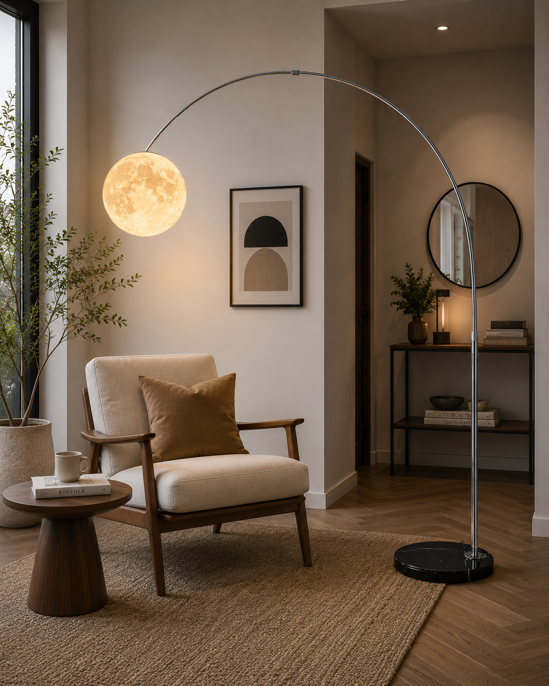 Modern Moon Globe Arc Floor Lamp