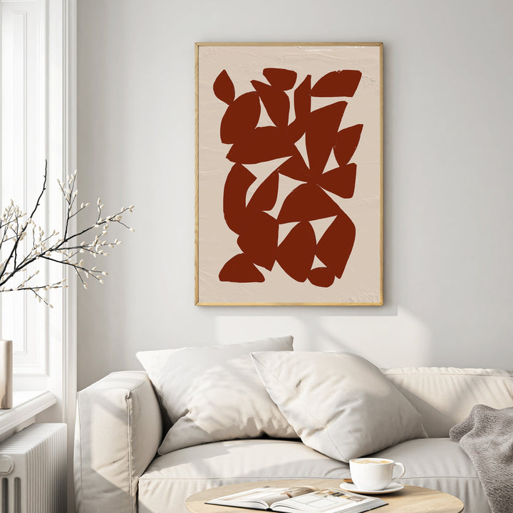 Wadi Home abstract geometric wall art in terracotta and beige, modern minimalist design.