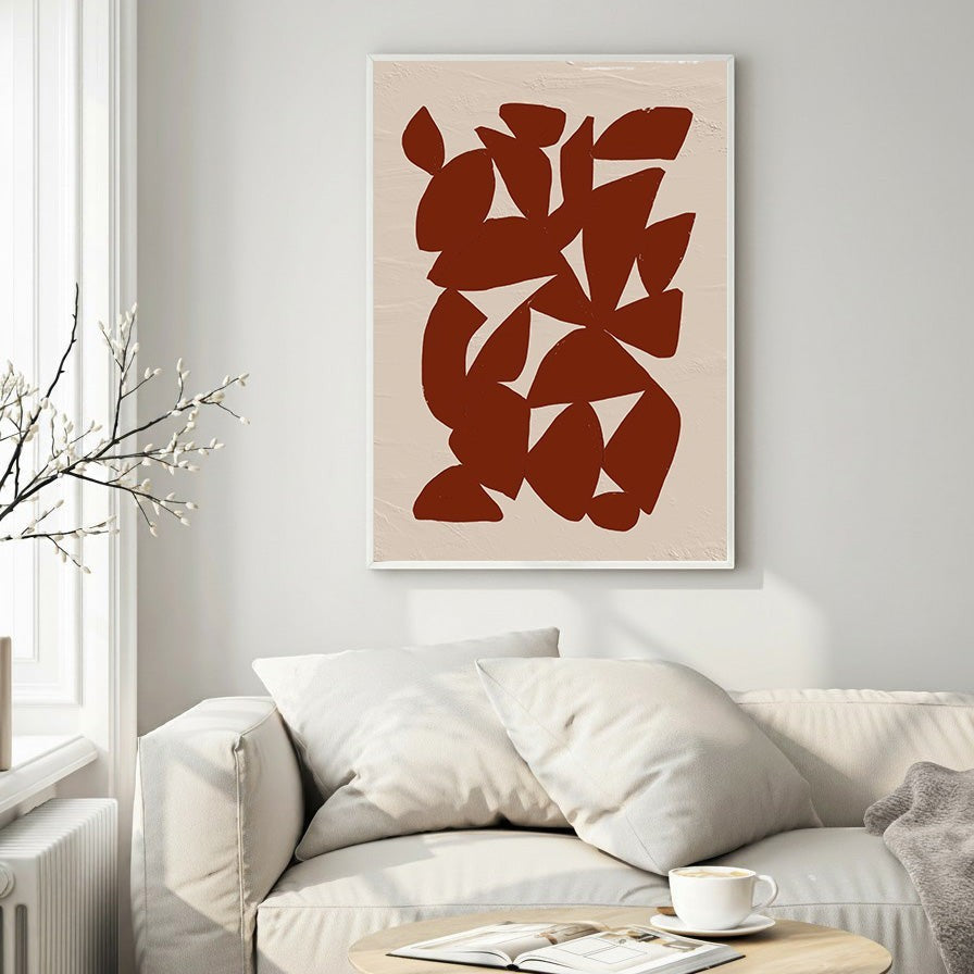 Wadi Home abstract geometric wall art in terracotta and beige, modern minimalist design.