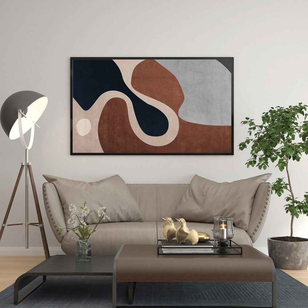 Wadi Home abstract organic shape wall art in brown, blue, and gray tones. Modern sophistication for any room.