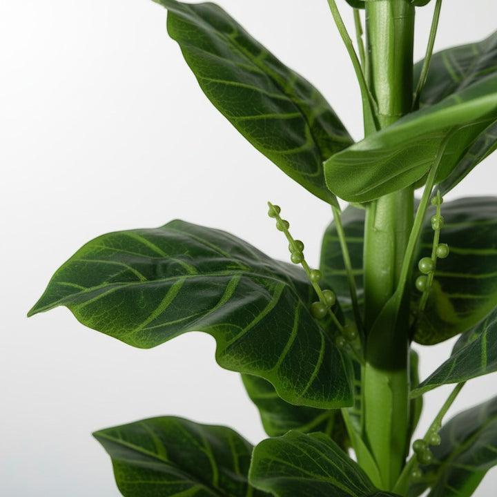 Wadi Home artificial floor plant with realistic green leaves and detailed veins on a sturdy stem