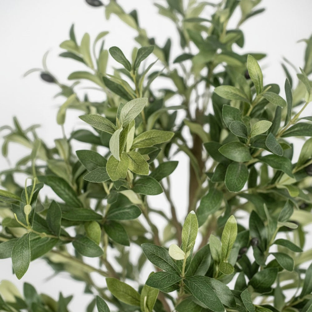 Wadi Home artificial olive tree with realistic green leaves and small dark olives for indoor home decor