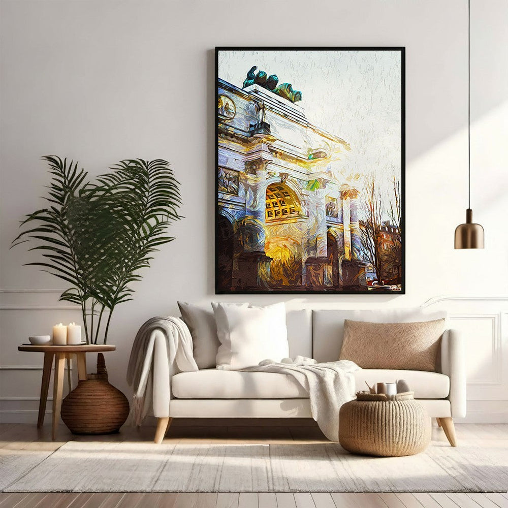 Wadi Home Impressionist Archway Canvas Wall Art with textured brushstrokes and vibrant colors, depicting European architecture.