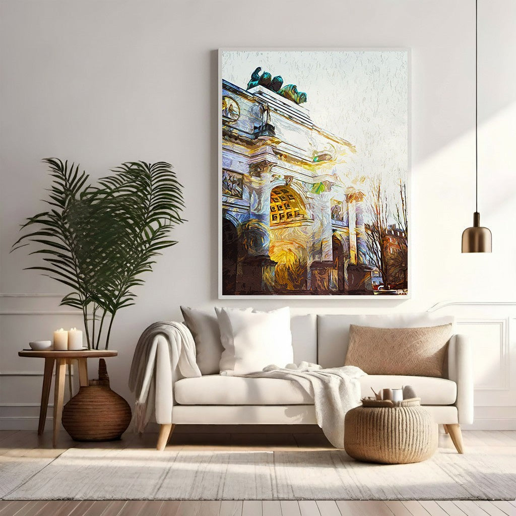 Wadi Home Impressionist Archway Canvas Wall Art featuring a European monument with textured brushstrokes and vibrant colors.