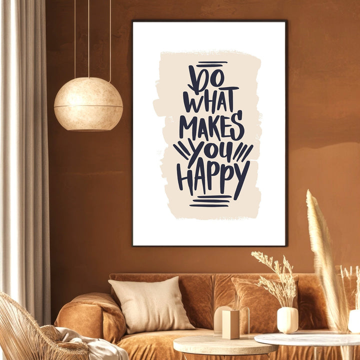 Wadi Home inspirational wall art print with hand-lettered typography on a neutral brushstroke background in a living room