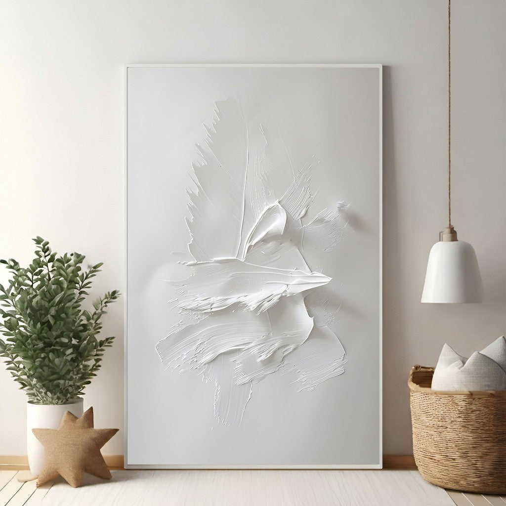 Wadi Home textured abstract wall art with bold white brushstrokes, minimalist design.