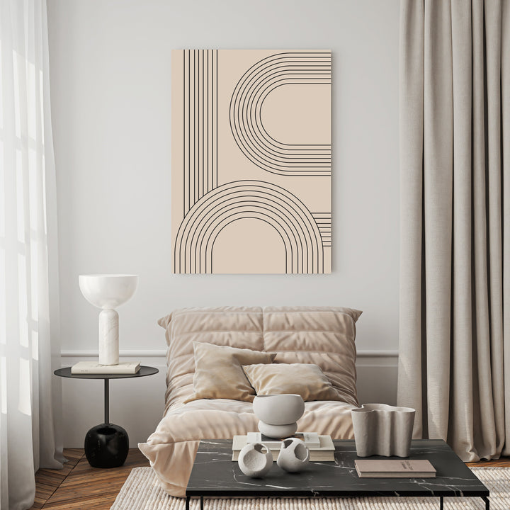 Wadi Home abstract arch geometric wall art with neutral colors and minimalist design.