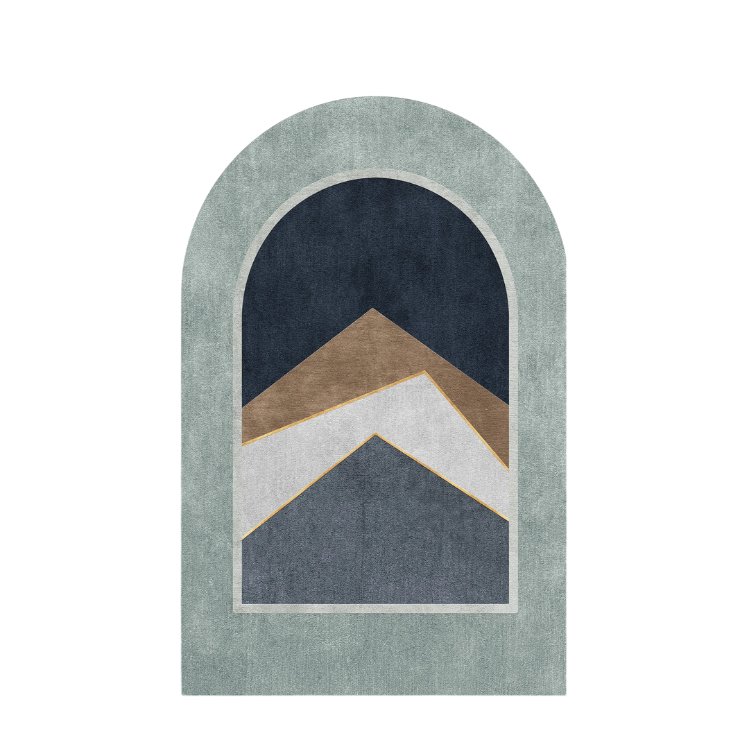 Wadi Home abstract arch mountain landscape wall art in blue, brown, white, and gold