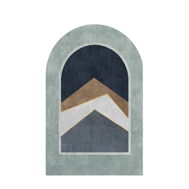 Wadi Home abstract arch mountain landscape wall art in blue, brown, white, and gold