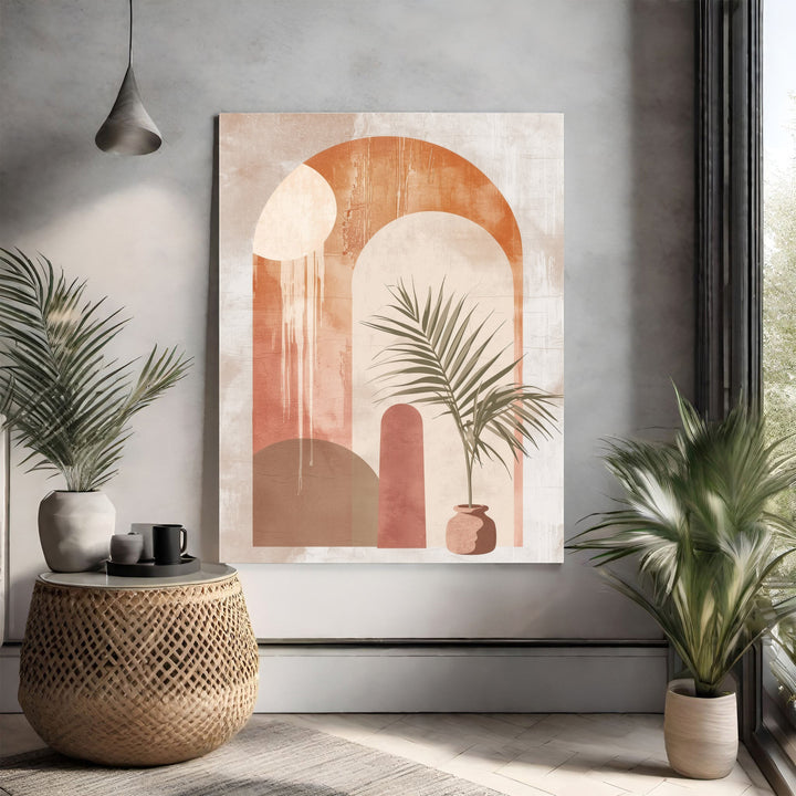 Wadi Home Abstract Archway Botanical Wall Art in terracotta and neutral tones with painterly texture.
