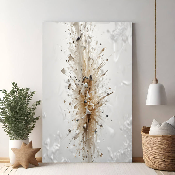 Wadi Home Abstract Burst Wall Art in neutral tones with dynamic textures and organic flow, modern sophistication.