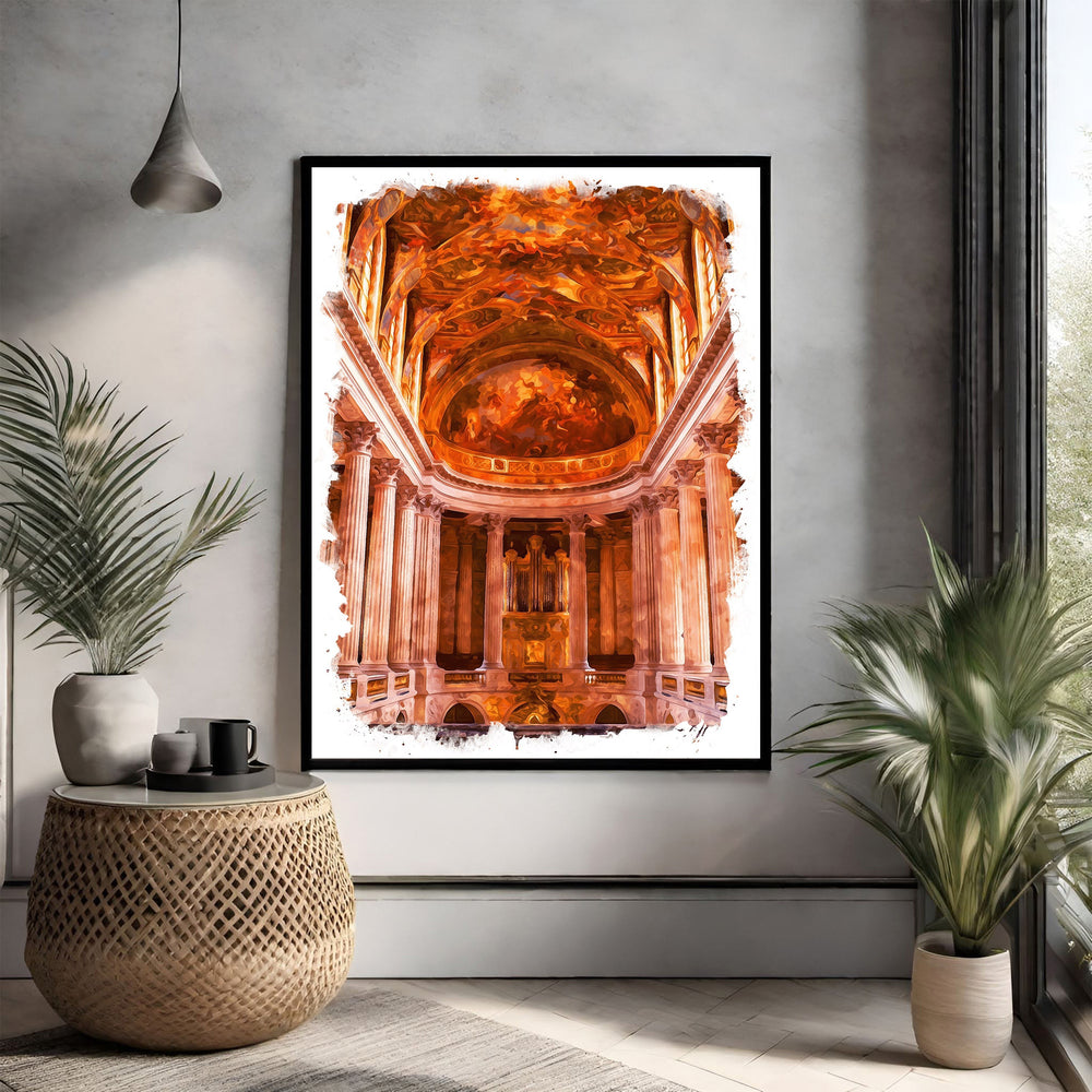 Wadi Home Baroque church interior artwork with ornate ceiling, columns, and organ in warm, rich colors.