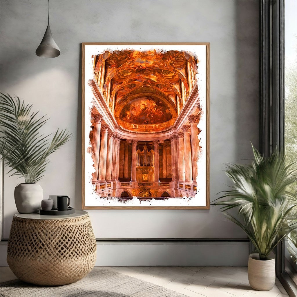 Wadi Home Baroque church interior artwork with ornate ceilings, columns, and organ in warm, rich colors.