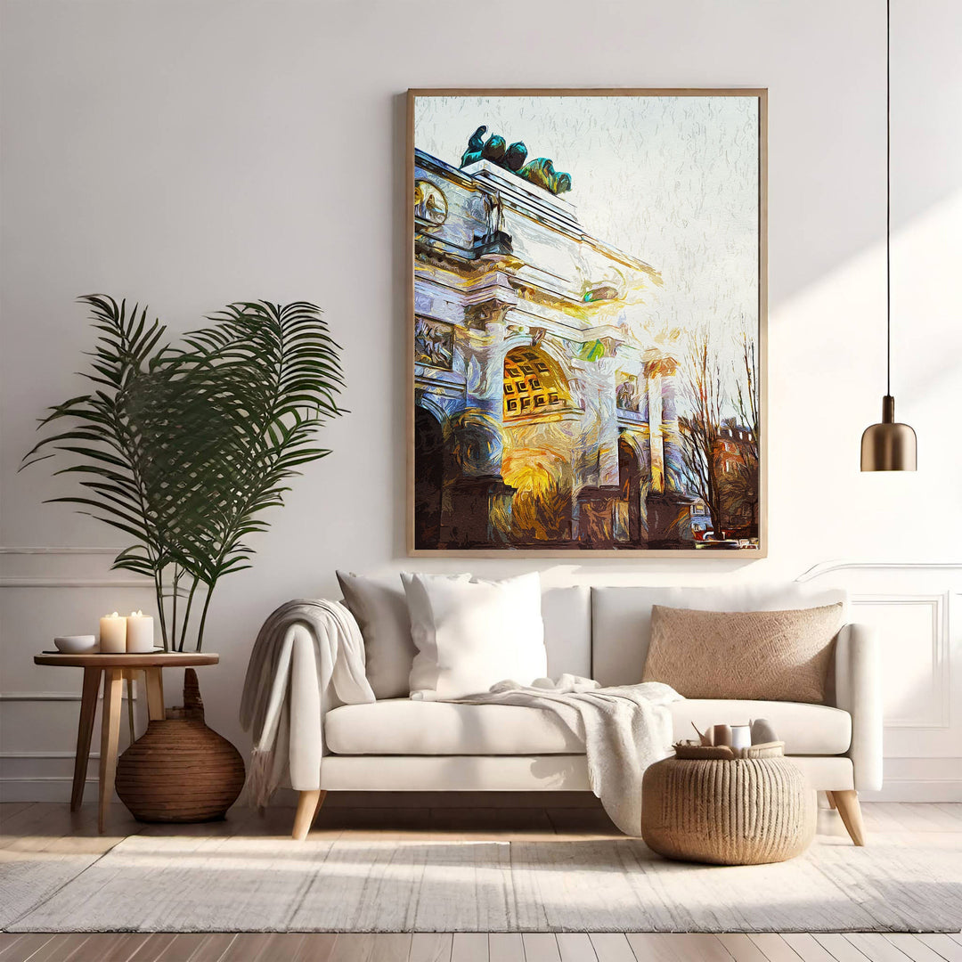 Wadi Home Impressionist Archway Canvas Wall Art with textured brushstrokes and vibrant colors, depicting European architecture.