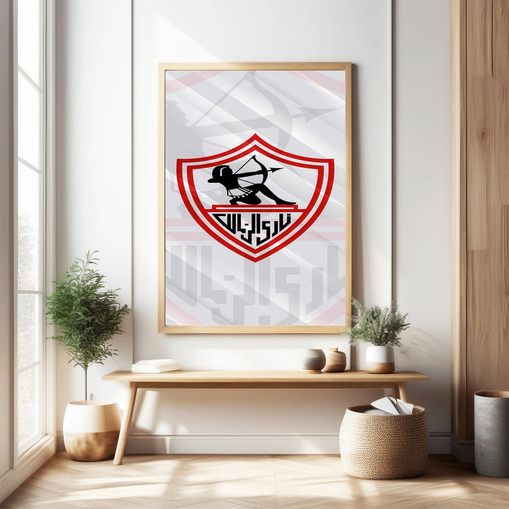 Wadi Home Zamalek Sports Team Emblem wall art in red and black, framed and ready to hang.