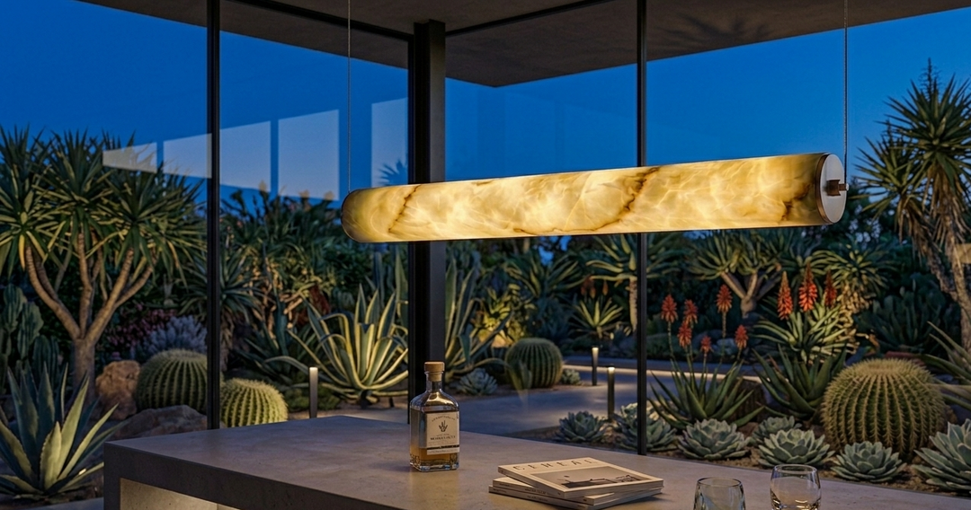 Alabaster Tube Linear Chandelier